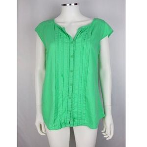 Eddie Bauer Button Up Cap Steve Blouse Green